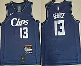 Men's Los Angeles Clippers #13 Paul George Blue 2024 City Edition Swingman Sponsor Stitched Jersey,baseball caps,new era cap wholesale,wholesale hats